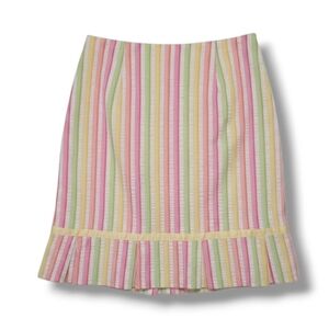 Lily Vintage Multicolor Striped Tiered Skirt Large Zip Back NWT